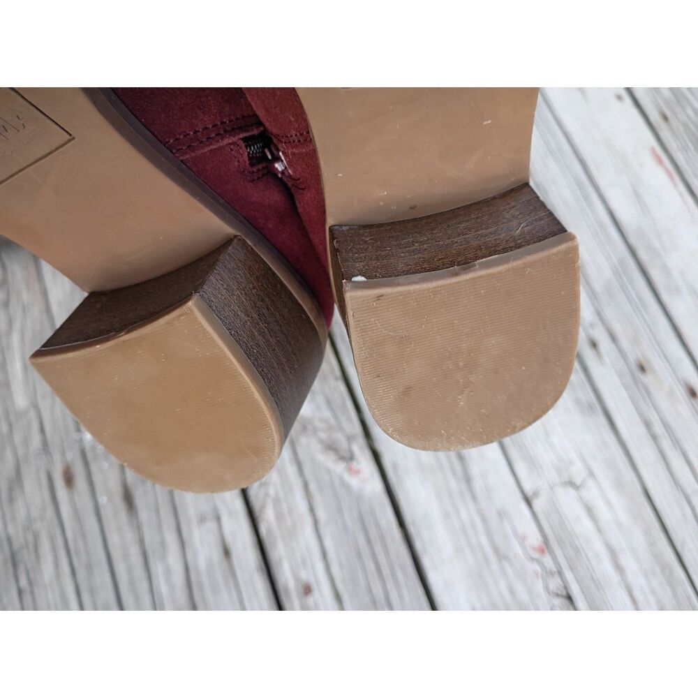 Sonoma Ankle Boots Leather Women's Sz 9M Burgandy Zip Buckle - Picture 6 of 10